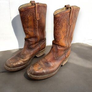 Vintage tooled leather cowgirl western boots 11